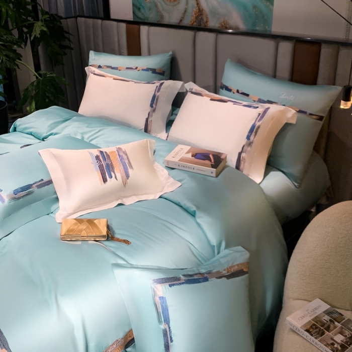 91家纺网 家纺一手货源 找家纺 缔缦家纺 2022新款100s澳棉刺绣系列四件套-晴岚 马利兰