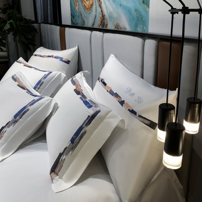 91家纺网 家纺一手货源 找家纺 缔缦家纺 2022新款100s澳棉刺绣系列四件套-晴岚 柔白