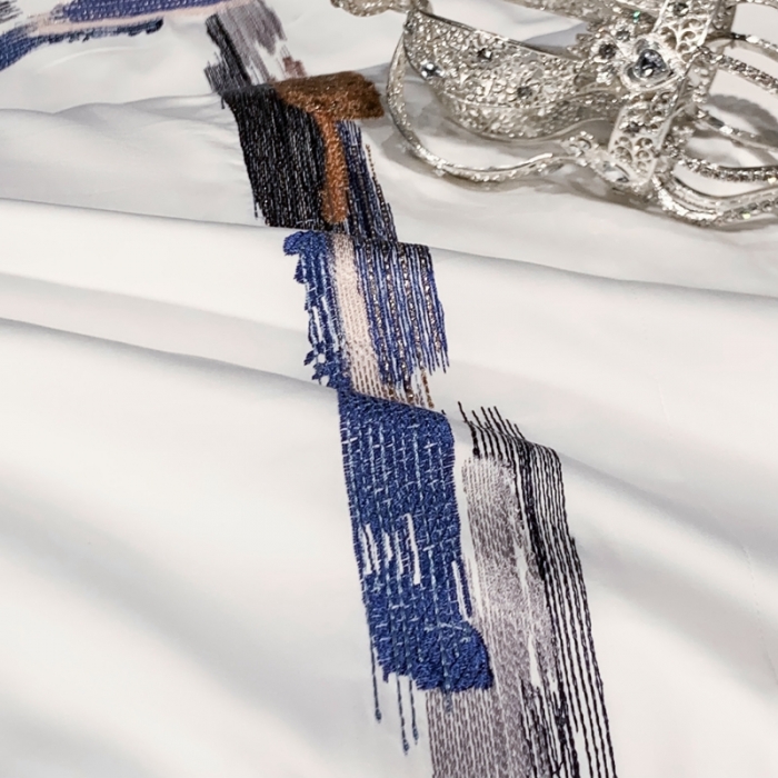 91家纺网 家纺一手货源 找家纺 缔缦家纺 2022新款100s澳棉刺绣系列四件套-晴岚 柔白