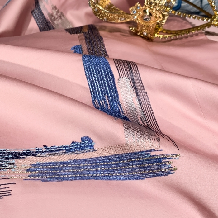 91家纺网 家纺一手货源 找家纺 缔缦家纺 2022新款100s澳棉刺绣系列四件套-晴岚 妍粉