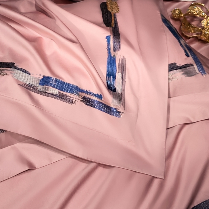 91家纺网 家纺一手货源 找家纺 缔缦家纺 2022新款100s澳棉刺绣系列四件套-晴岚 妍粉