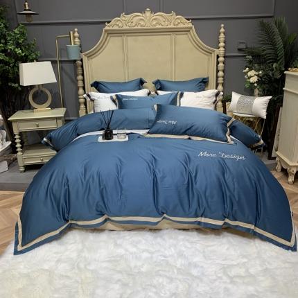 91家纺网 家纺一手货源 找家纺 缔缦家纺 2022新款100支长绒棉福利跑量款四件套-格调 静溢蓝