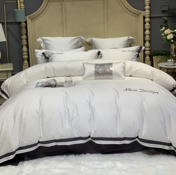 91家纺网 家纺一手货源 找家纺 缔缦家纺 2022新款100支长绒棉福利跑量款四件套-格调 本白