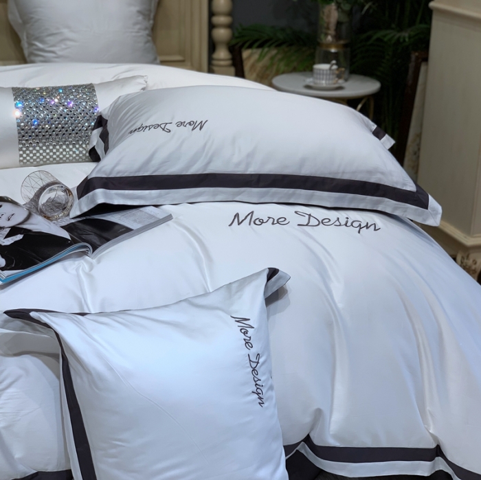 91家纺网 家纺一手货源 找家纺 缔缦家纺 2022新款100支长绒棉福利跑量款四件套-格调 本白