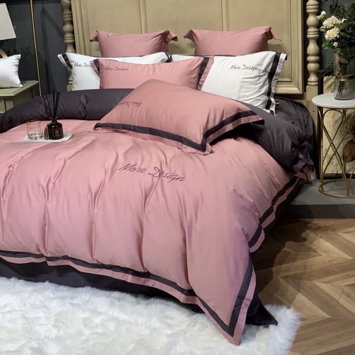 91家纺网 家纺一手货源 找家纺 缔缦家纺 2022新款100支长绒棉福利跑量款四件套-格调 粉