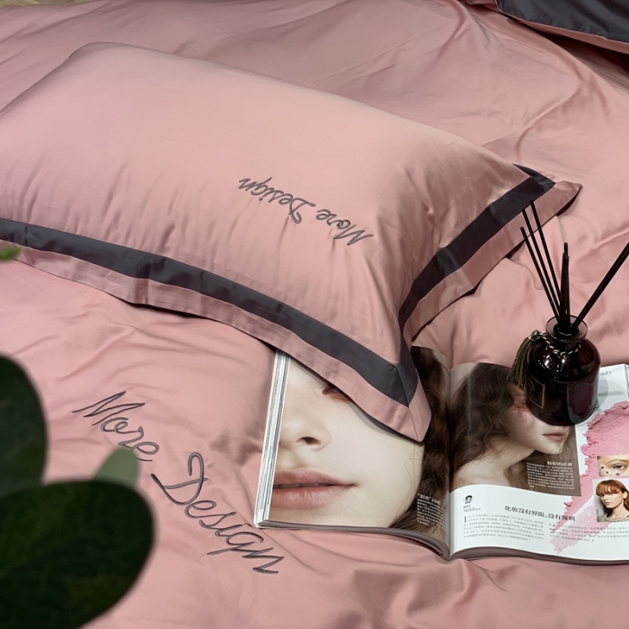 91家纺网 家纺一手货源 找家纺 缔缦家纺 2022新款100支长绒棉福利跑量款四件套-格调 粉