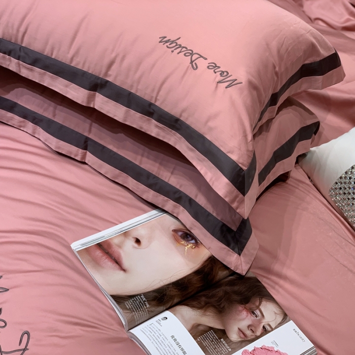 91家纺网 家纺一手货源 找家纺 缔缦家纺 2022新款100支长绒棉福利跑量款四件套-格调 粉