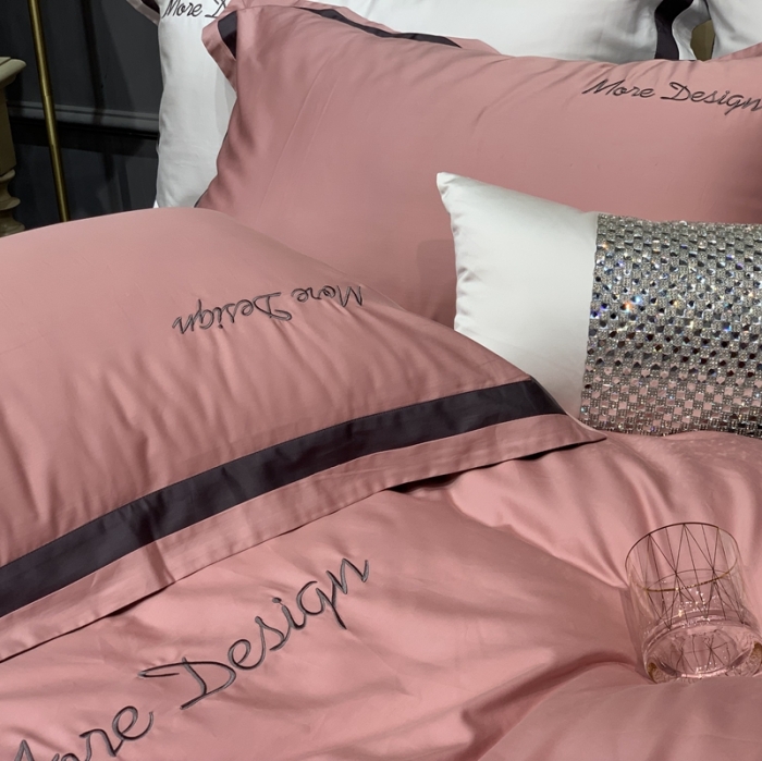 91家纺网 家纺一手货源 找家纺 缔缦家纺 2022新款100支长绒棉福利跑量款四件套-格调 粉