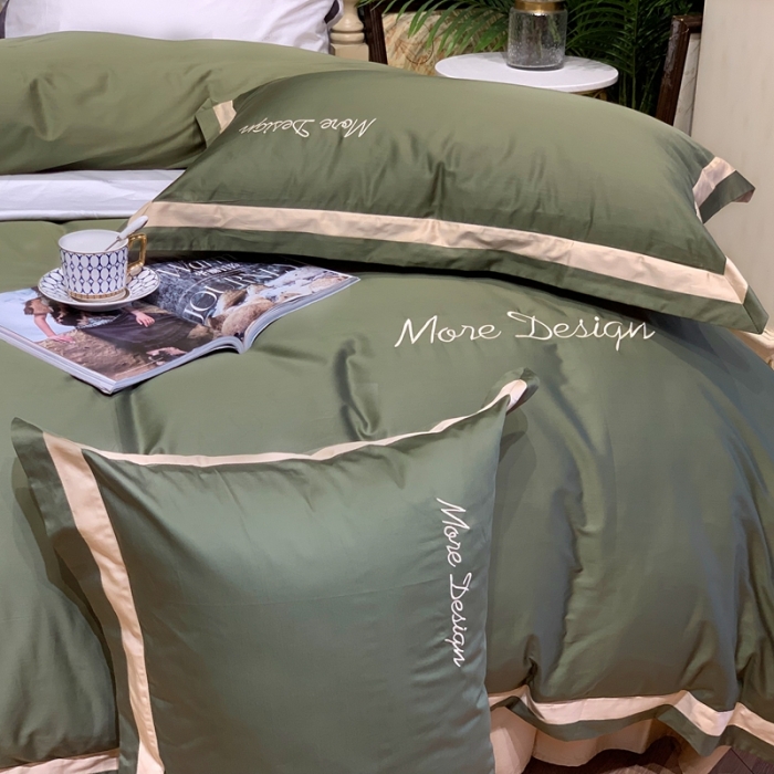 91家纺网 家纺一手货源 找家纺 缔缦家纺 2022新款100支长绒棉福利跑量款四件套-格调 橄榄绿