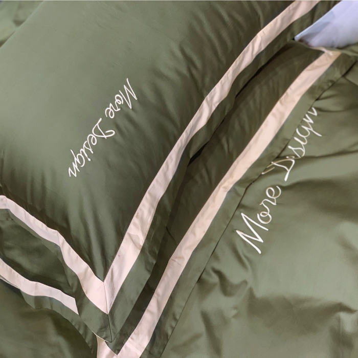 91家纺网 家纺一手货源 找家纺 缔缦家纺 2022新款100支长绒棉福利跑量款四件套-格调 橄榄绿