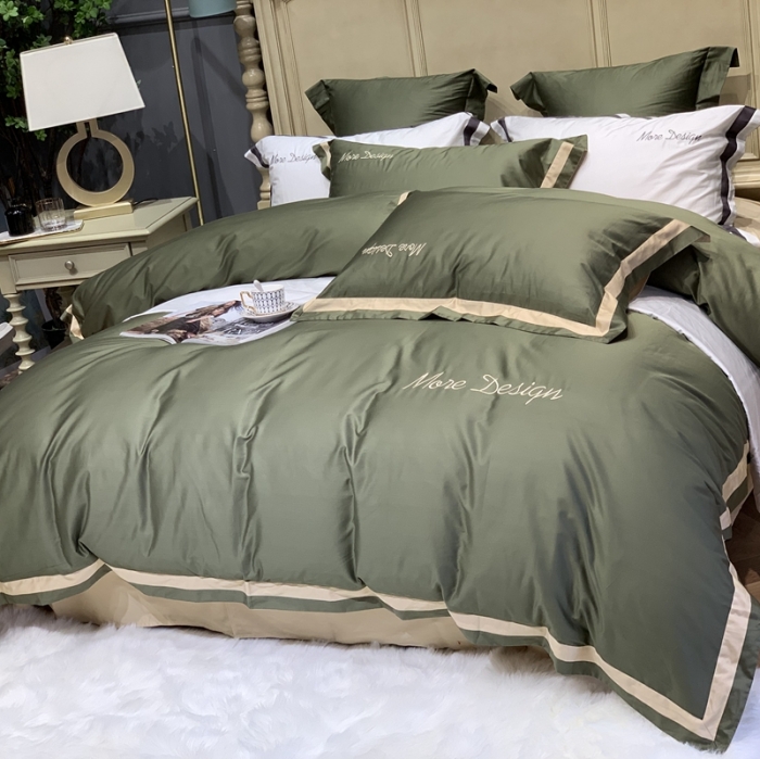 91家纺网 家纺一手货源 找家纺 缔缦家纺 2022新款100支长绒棉福利跑量款四件套-格调 橄榄绿