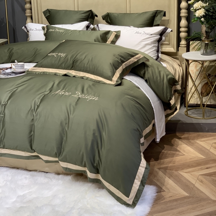 91家纺网 家纺一手货源 找家纺 缔缦家纺 2022新款100支长绒棉福利跑量款四件套-格调 橄榄绿