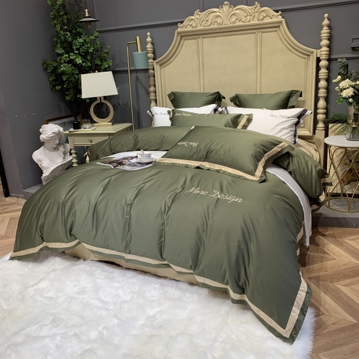 91家纺网 家纺一手货源 找家纺 缔缦家纺 2022新款100支长绒棉福利跑量款四件套-格调 橄榄绿