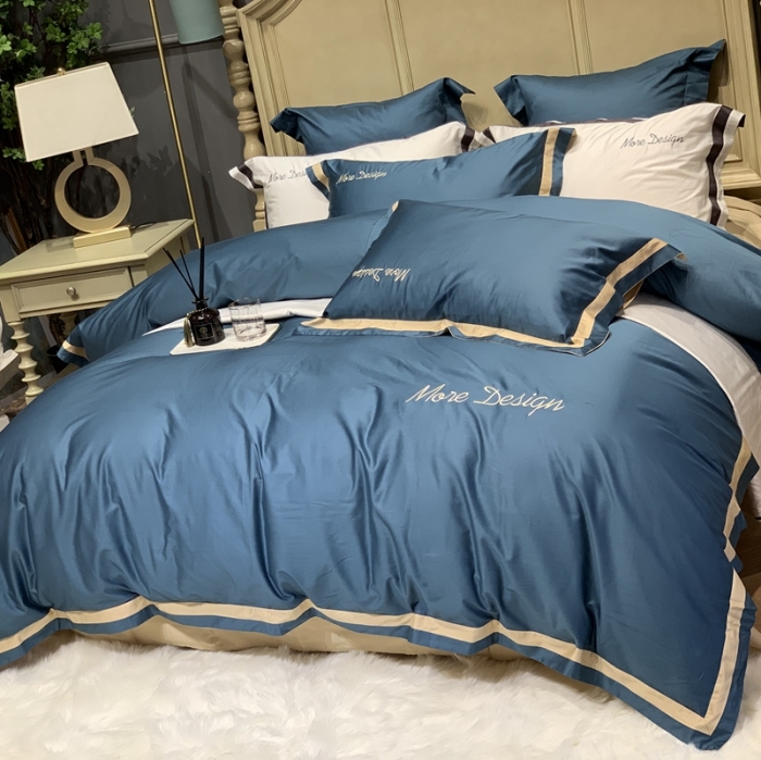 91家纺网 家纺一手货源 找家纺 缔缦家纺 2022新款100支长绒棉福利跑量款四件套-格调 静溢蓝