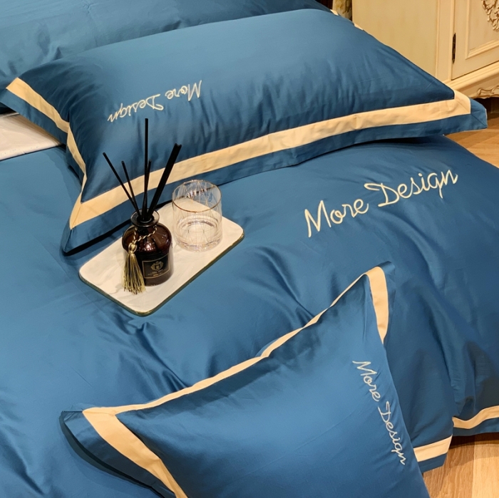 91家纺网 家纺一手货源 找家纺 缔缦家纺 2022新款100支长绒棉福利跑量款四件套-格调 静溢蓝