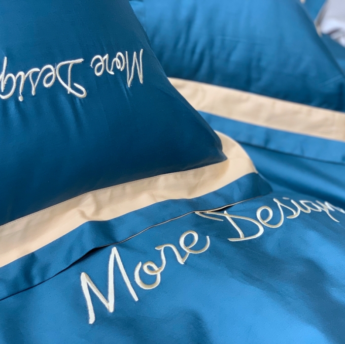 91家纺网 家纺一手货源 找家纺 缔缦家纺 2022新款100支长绒棉福利跑量款四件套-格调 静溢蓝