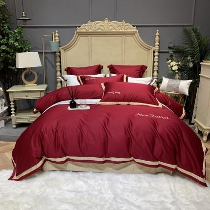 缔缦家纺 2022新款100支长绒棉福利跑量款四件套-格调 酒红