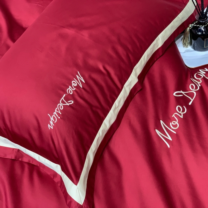 91家纺网 家纺一手货源 找家纺 缔缦家纺 2022新款100支长绒棉福利跑量款四件套-格调 酒红