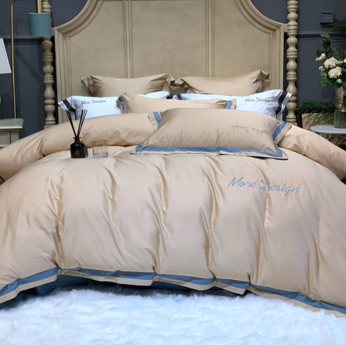 91家纺网 家纺一手货源 找家纺 缔缦家纺 2022新款100支长绒棉福利跑量款四件套-格调 香槟金