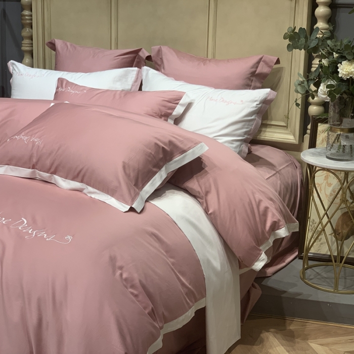 91家纺网 家纺一手货源 找家纺 缔缦家纺 2022新款100支长绒棉福利跑量款四件套-年华 粉色