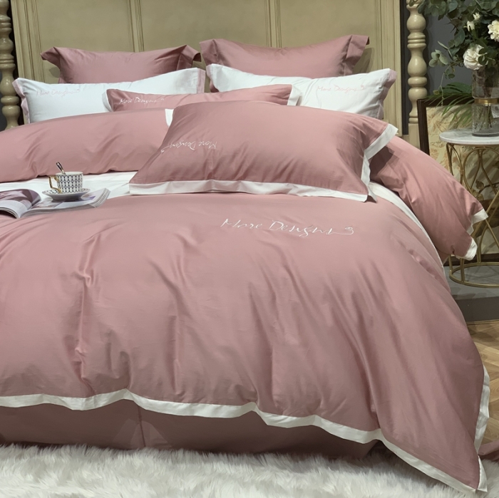 91家纺网 家纺一手货源 找家纺 缔缦家纺 2022新款100支长绒棉福利跑量款四件套-年华 粉色