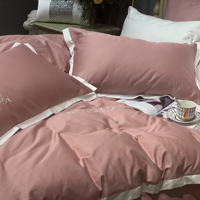 91家纺网 家纺一手货源 找家纺 缔缦家纺 2022新款100支长绒棉福利跑量款四件套-年华 粉色