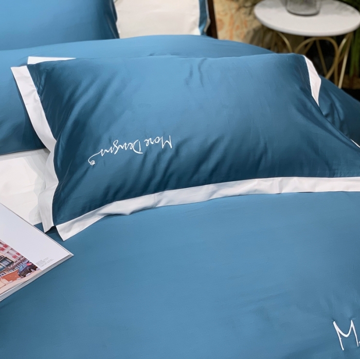 91家纺网 家纺一手货源 找家纺 缔缦家纺 2022新款100支长绒棉福利跑量款四件套-年华 海军蓝