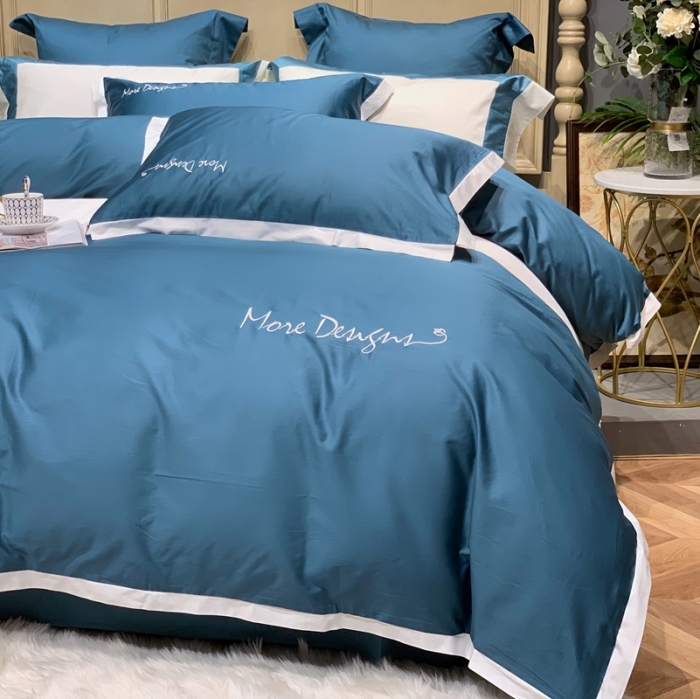 91家纺网 家纺一手货源 找家纺 缔缦家纺 2022新款100支长绒棉福利跑量款四件套-年华 海军蓝