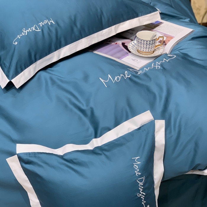 91家纺网 家纺一手货源 找家纺 缔缦家纺 2022新款100支长绒棉福利跑量款四件套-年华 海军蓝