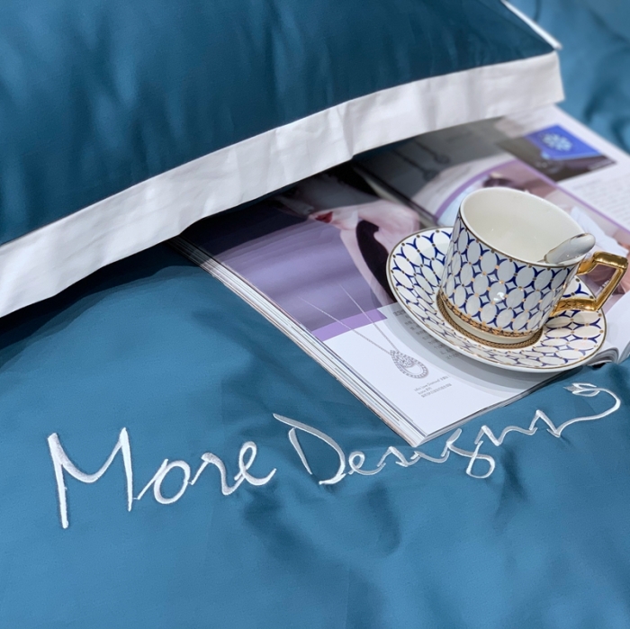 91家纺网 家纺一手货源 找家纺 缔缦家纺 2022新款100支长绒棉福利跑量款四件套-年华 海军蓝