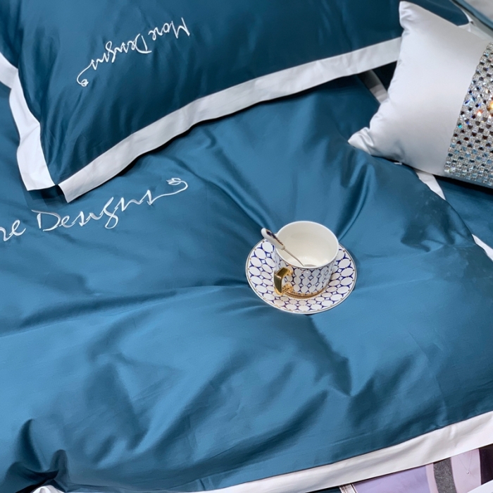 91家纺网 家纺一手货源 找家纺 缔缦家纺 2022新款100支长绒棉福利跑量款四件套-年华 海军蓝