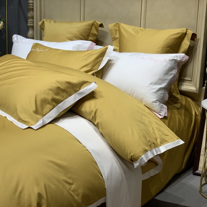 91家纺网 家纺一手货源 找家纺 缔缦家纺 2022新款100支长绒棉福利跑量款四件套-年华 姜黄