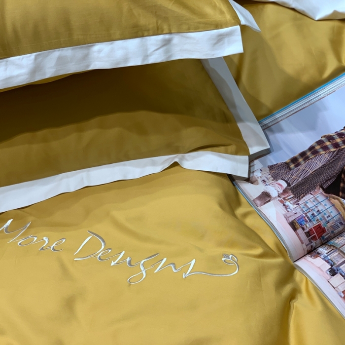 91家纺网 家纺一手货源 找家纺 缔缦家纺 2022新款100支长绒棉福利跑量款四件套-年华 姜黄