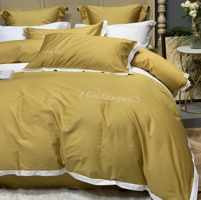 91家纺网 家纺一手货源 找家纺 缔缦家纺 2022新款100支长绒棉福利跑量款四件套-年华 姜黄