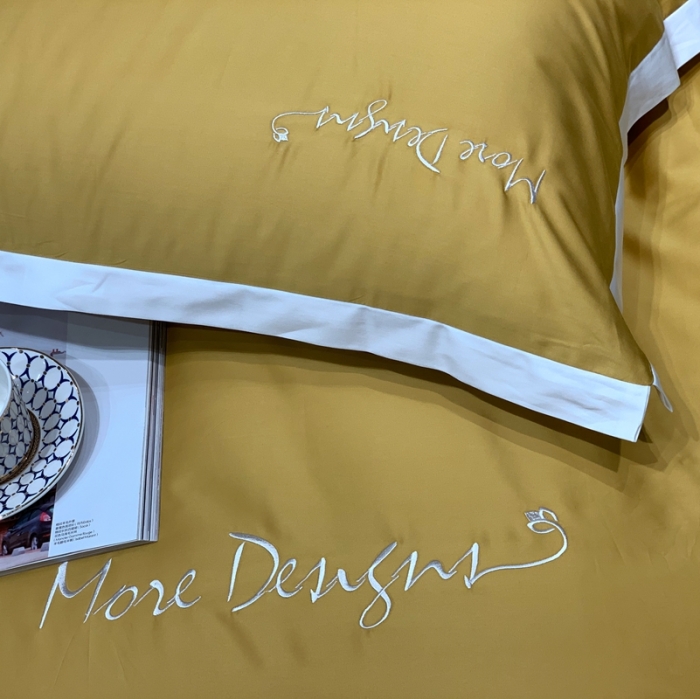 91家纺网 家纺一手货源 找家纺 缔缦家纺 2022新款100支长绒棉福利跑量款四件套-年华 姜黄