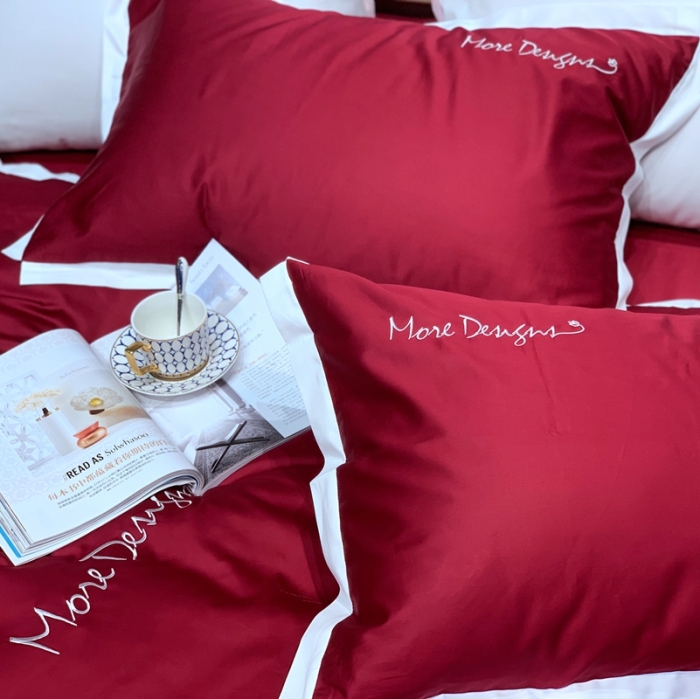 91家纺网 家纺一手货源 找家纺 缔缦家纺 2022新款100支长绒棉福利跑量款四件套-年华 酒红