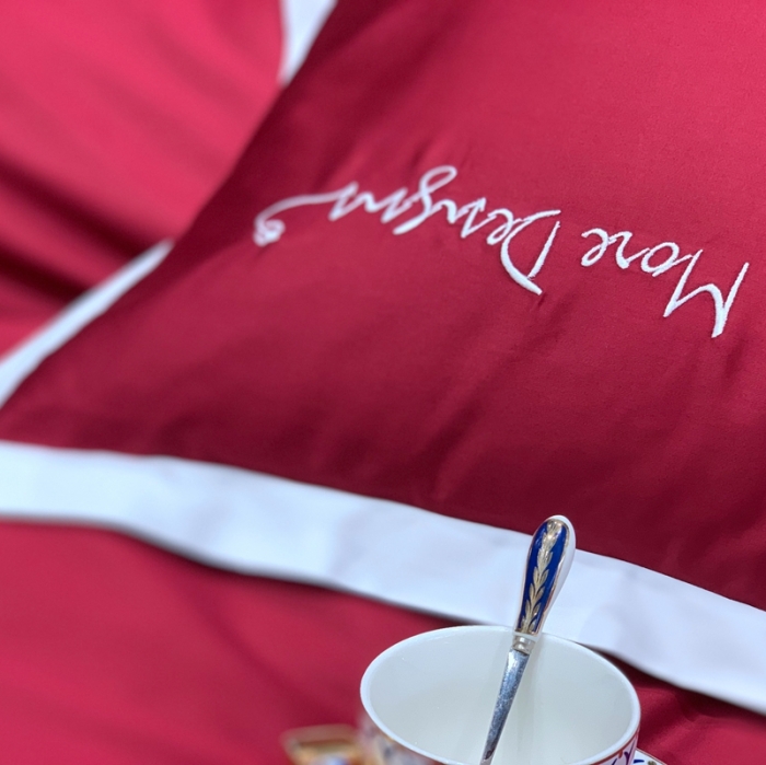 91家纺网 家纺一手货源 找家纺 缔缦家纺 2022新款100支长绒棉福利跑量款四件套-年华 酒红