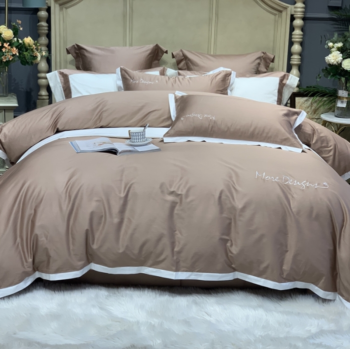 91家纺网 家纺一手货源 找家纺 缔缦家纺 2022新款100支长绒棉福利跑量款四件套-年华 卡其