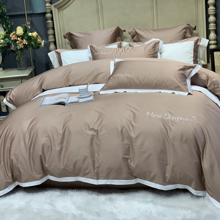 91家纺网 家纺一手货源 找家纺 缔缦家纺 2022新款100支长绒棉福利跑量款四件套-年华 卡其