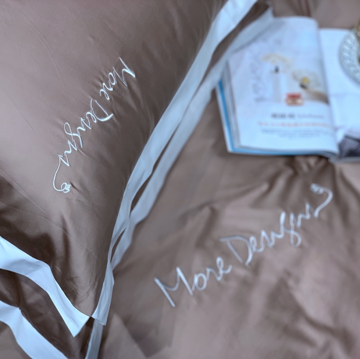 91家纺网 家纺一手货源 找家纺 缔缦家纺 2022新款100支长绒棉福利跑量款四件套-年华 卡其