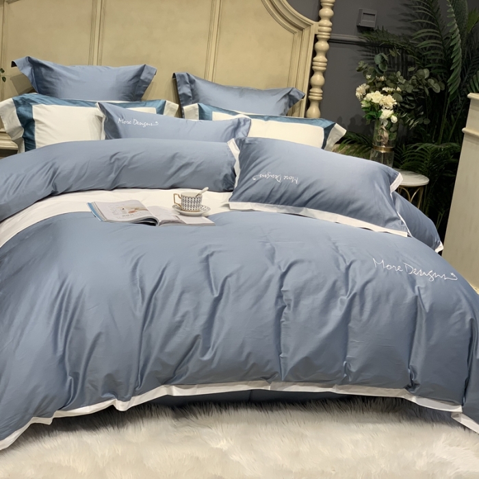 91家纺网 家纺一手货源 找家纺 缔缦家纺 2022新款100支长绒棉福利跑量款四件套-年华 蓝灰