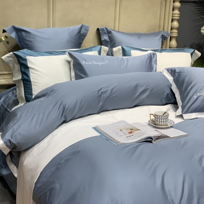 91家纺网 家纺一手货源 找家纺 缔缦家纺 2022新款100支长绒棉福利跑量款四件套-年华 蓝灰