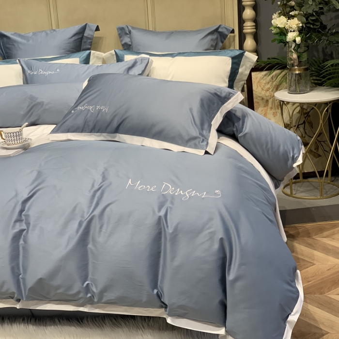 91家纺网 家纺一手货源 找家纺 缔缦家纺 2022新款100支长绒棉福利跑量款四件套-年华 蓝灰