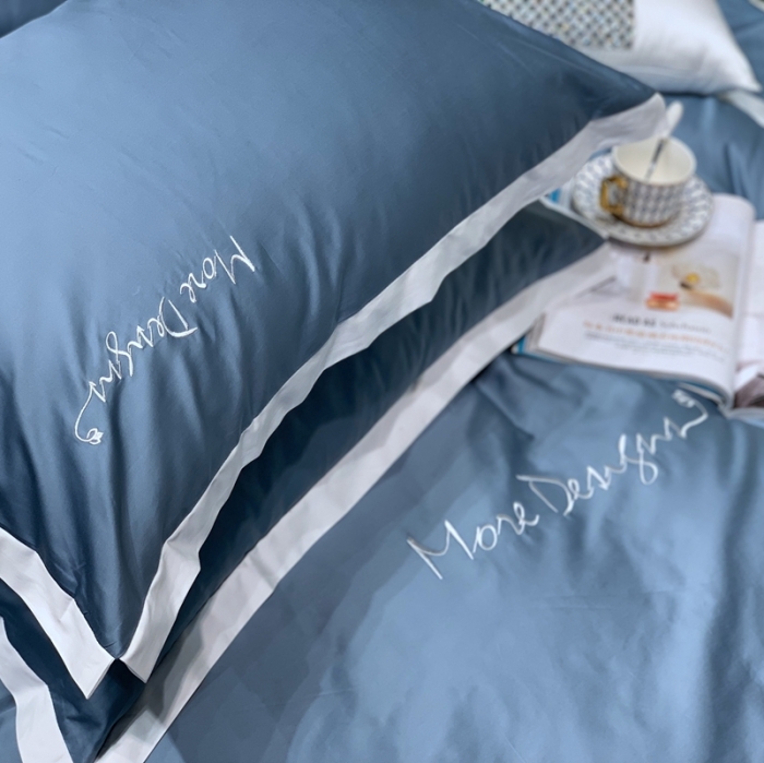 91家纺网 家纺一手货源 找家纺 缔缦家纺 2022新款100支长绒棉福利跑量款四件套-年华 蓝灰