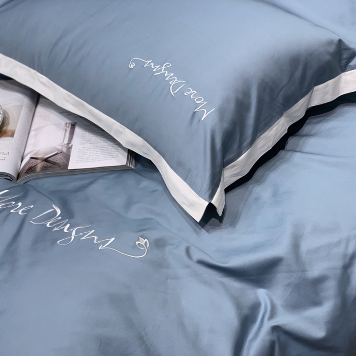 91家纺网 家纺一手货源 找家纺 缔缦家纺 2022新款100支长绒棉福利跑量款四件套-年华 蓝灰