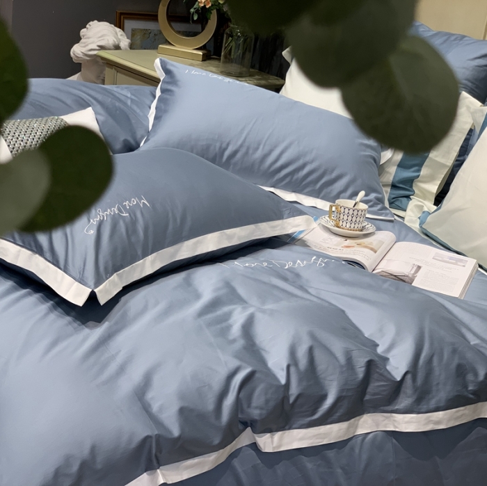 91家纺网 家纺一手货源 找家纺 缔缦家纺 2022新款100支长绒棉福利跑量款四件套-年华 蓝灰