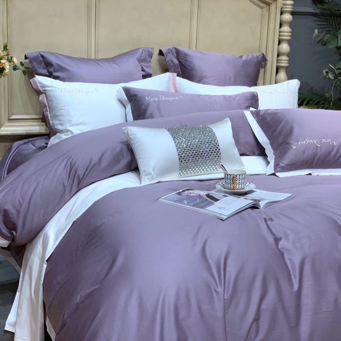 91家纺网 家纺一手货源 找家纺 缔缦家纺 2022新款100支长绒棉福利跑量款四件套-年华 梦幻紫