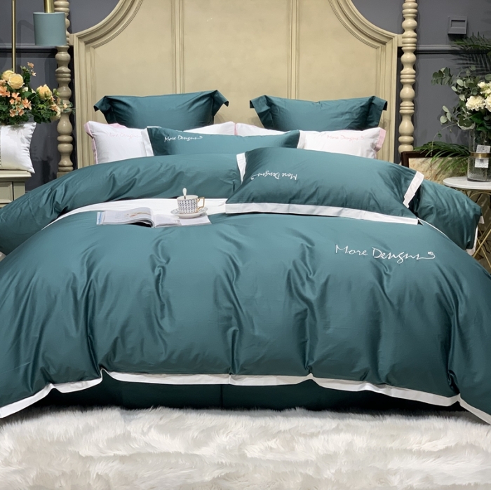 91家纺网 家纺一手货源 找家纺 缔缦家纺 2022新款100支长绒棉福利跑量款四件套-年华 墨绿