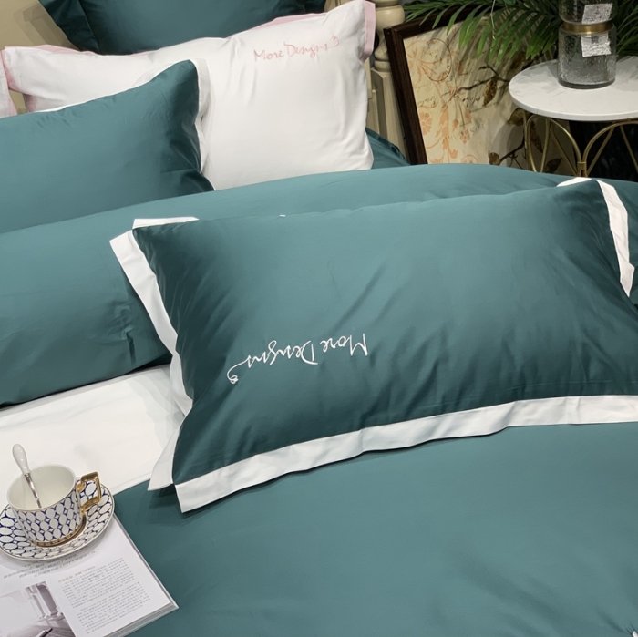 91家纺网 家纺一手货源 找家纺 缔缦家纺 2022新款100支长绒棉福利跑量款四件套-年华 墨绿