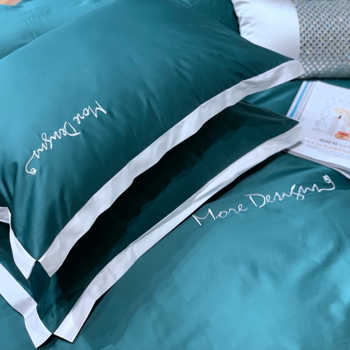 91家纺网 家纺一手货源 找家纺 缔缦家纺 2022新款100支长绒棉福利跑量款四件套-年华 墨绿